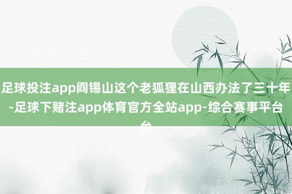 足球投注app阎锡山这个老狐狸在山西办法了三十年-足球下赌注app体育官方全站app-综合赛事平台